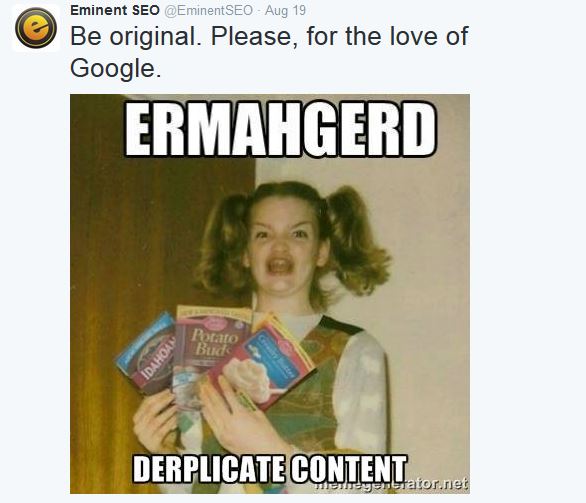 Derplicate Content Meme - ESEO Tweet