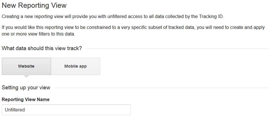 Google Analytics Unfiltered View