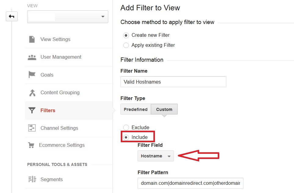 Valid Hostnames Google Analytics Filter