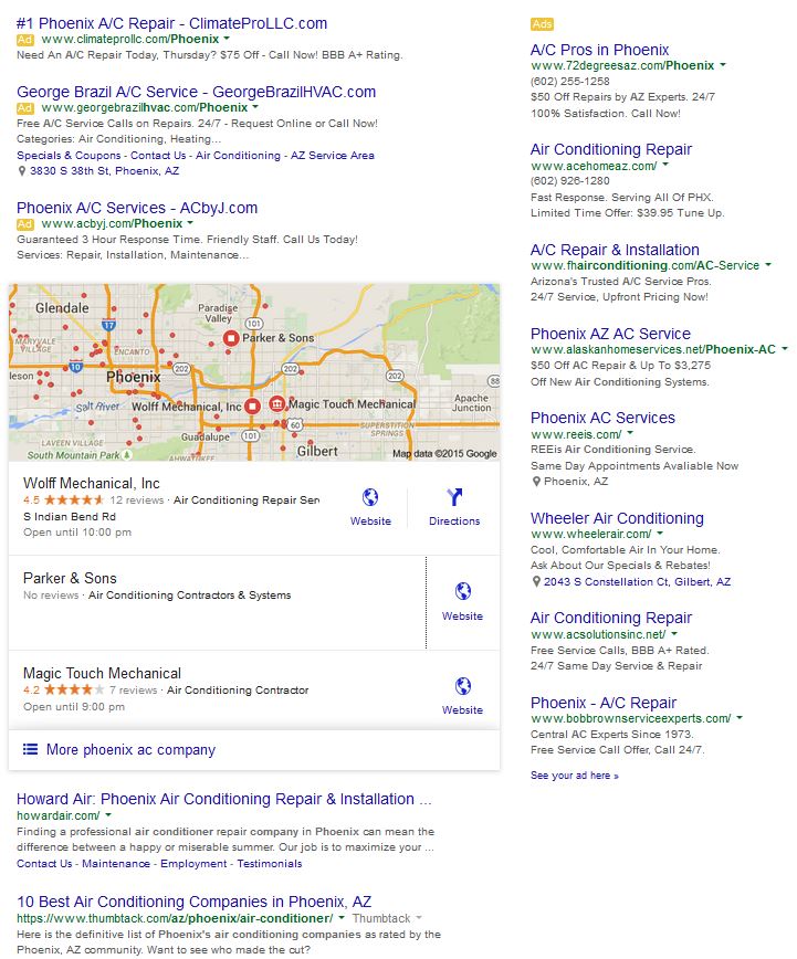 Screenshot - Google Phoenix AC Search