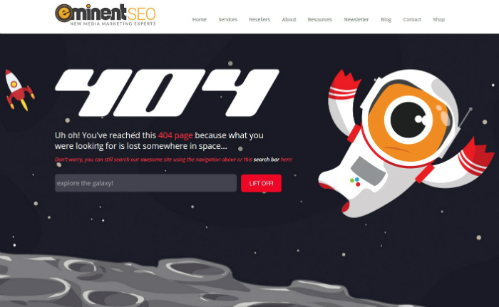 Eminent SEO 404 Page Screenshot