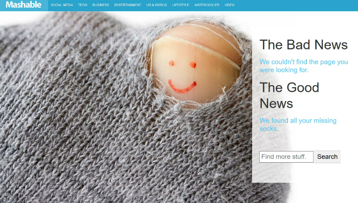 Mashable 404 Page Screenshot
