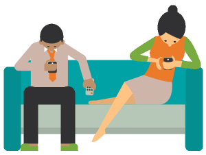 Couple On Couch With Smartphones - ESEO