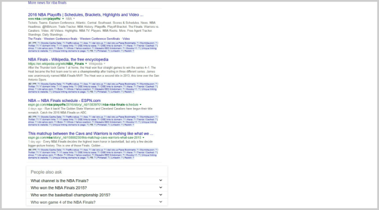 NBA Finals Google Search Below Fold 1