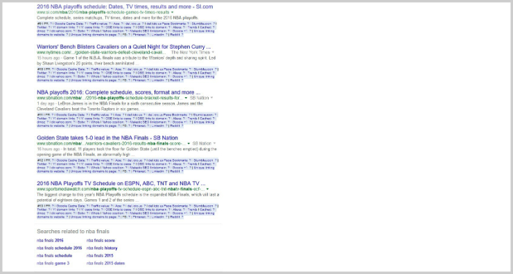 NBA Finals Google Search Below Fold 2