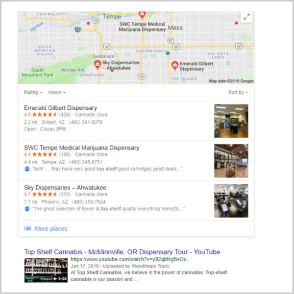 Cannabis Local Search Rankings Google Screenshot - ESEO