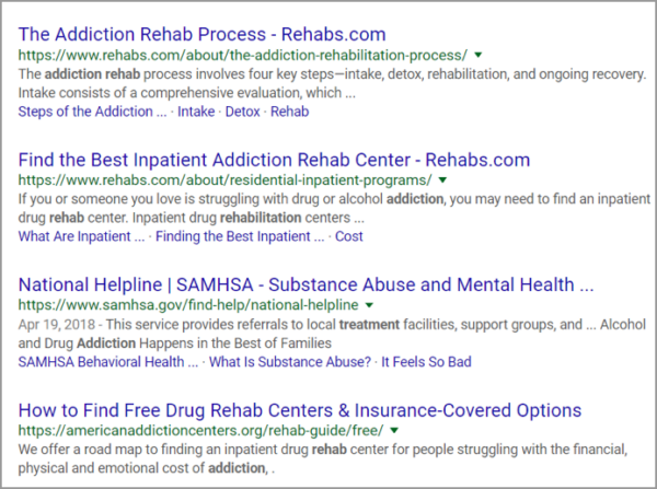 Google Search Results Addiction Rehab Centers - ESEO