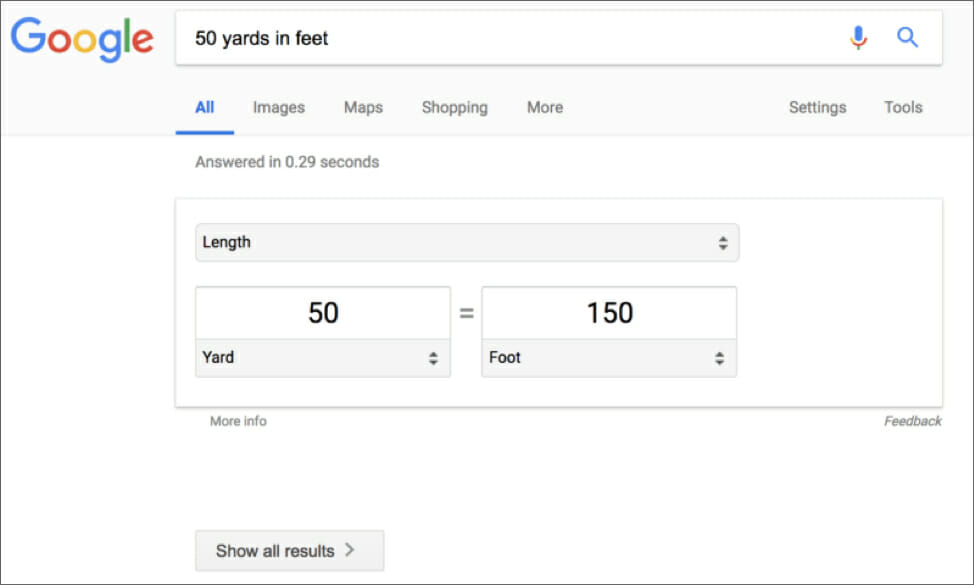 Google Zero Results Search 50 Yards To Feet - ESEO