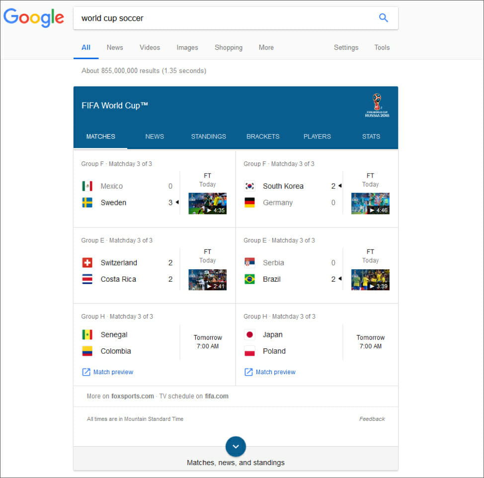 World Cup Soccer Google Search Results June 2018 - ESEO