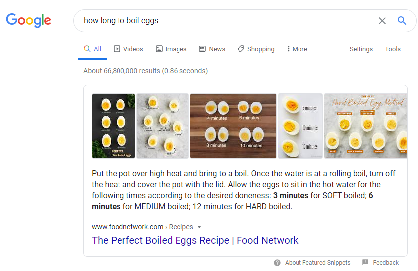 Example of Featured Snippet 