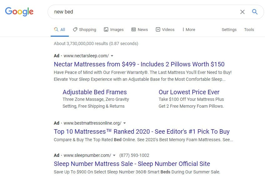 Google Paid Ad Example