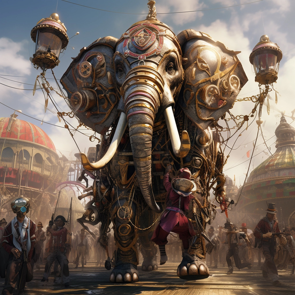 AI Generated Steampunk Circus Elephant