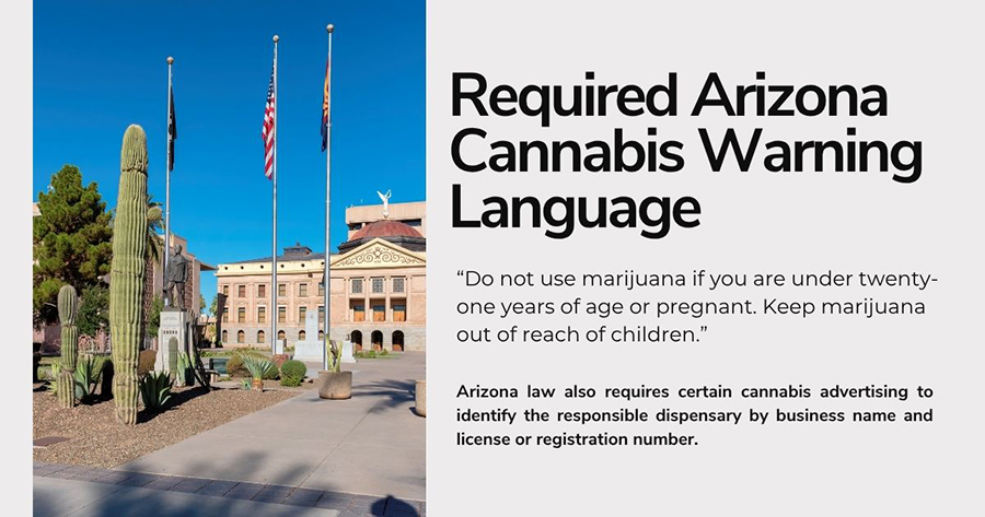 Required warning and license information for Arizona cannabis advertising